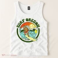 Surf Oregon! Surfing Bigfoot Funny Beach Sasquatch Surfer Shirt Tank Top thumb 2