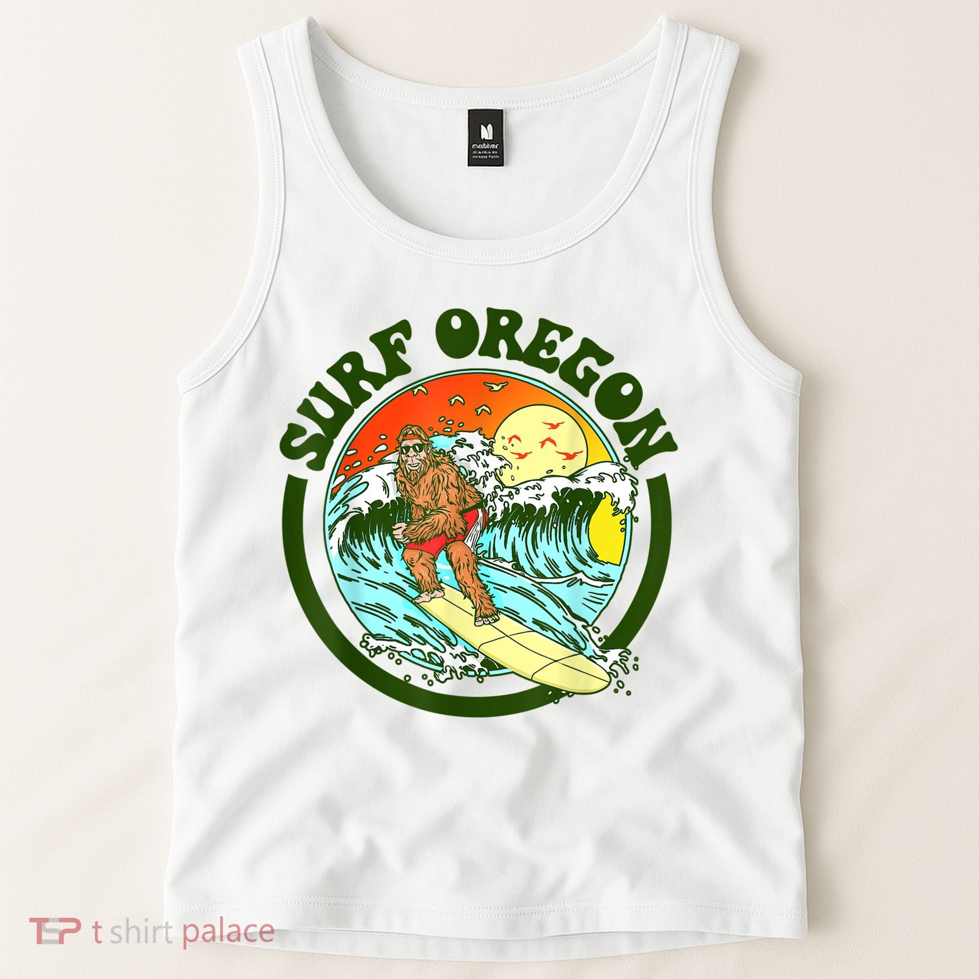 Surf Oregon! Surfing Bigfoot Funny Beach Sasquatch Surfer Shirt Tank Top