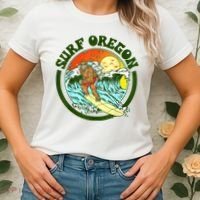 Surf Oregon! Surfing Bigfoot Funny Beach Sasquatch Surfer Shirt Women's T-Shirt thumb 2