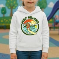 Surf Oregon! Surfing Bigfoot Funny Beach Sasquatch Surfer Shirt Kids Hoodie thumb 3