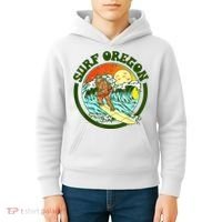 Surf Oregon! Surfing Bigfoot Funny Beach Sasquatch Surfer Shirt Kids Hoodie thumb 4