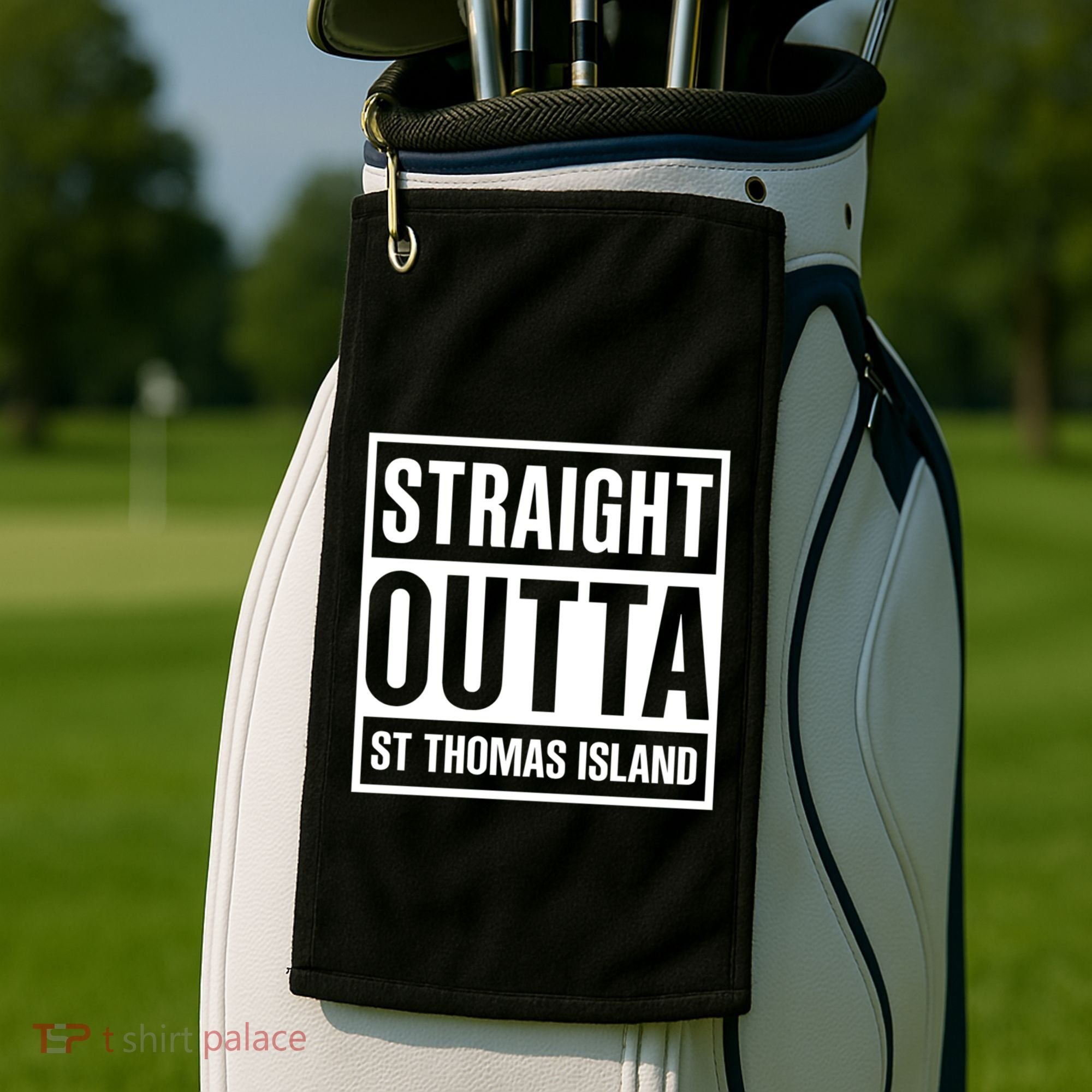 Straight Outta St Thomas Usvi Holiday Matching Gift Golf Towel
