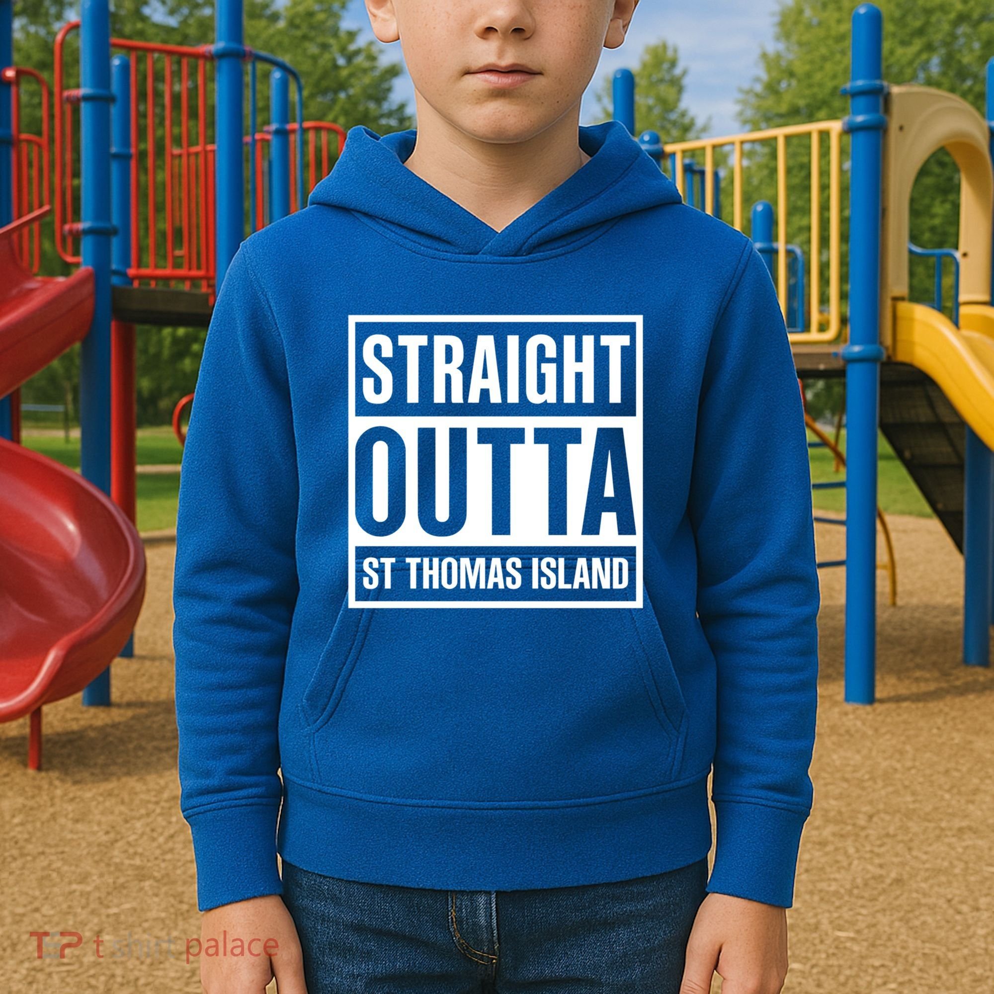 Straight Outta St Thomas Usvi Holiday Matching Gift Kids Hoodie