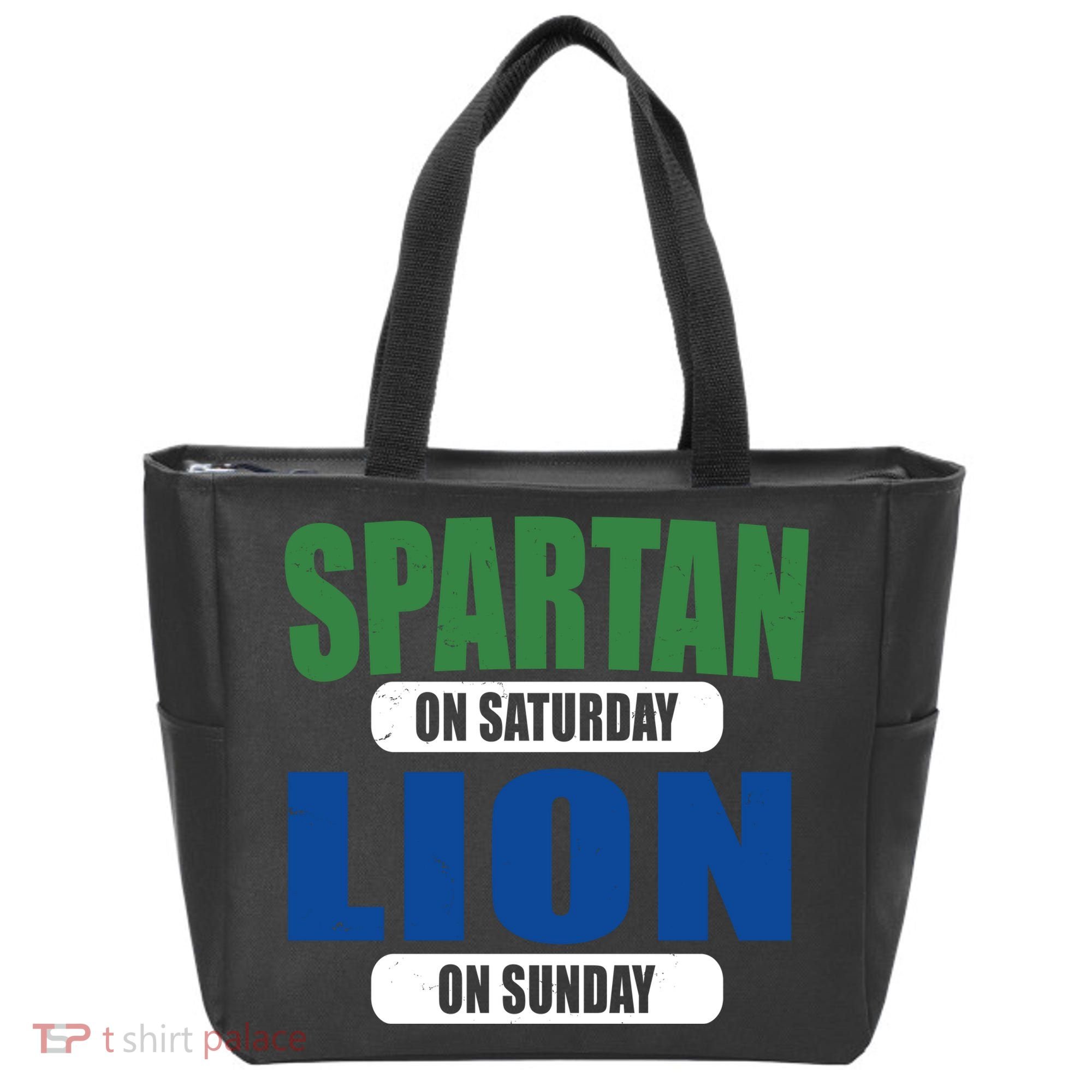Spartan On Saturday Lion On Sunday Tote Bag