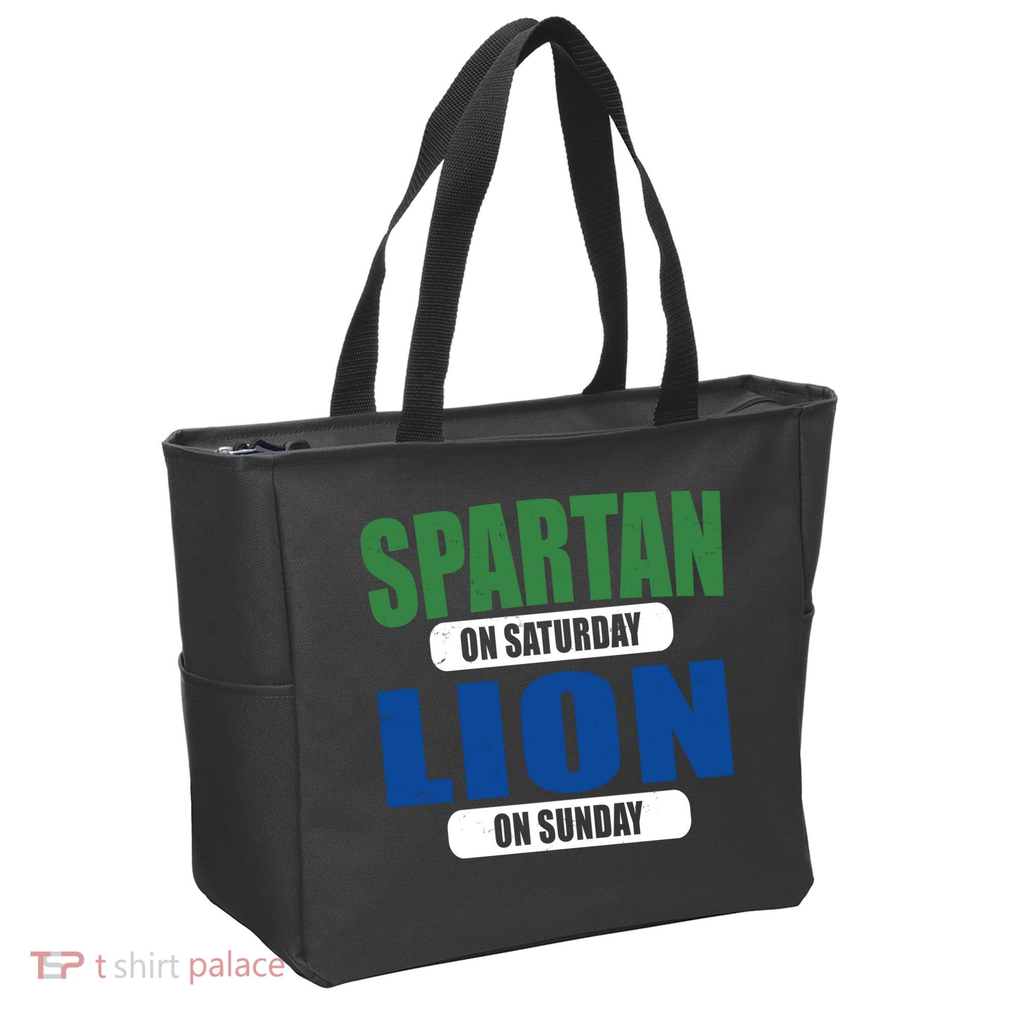 Spartan On Saturday Lion On Sunday Tote Bag