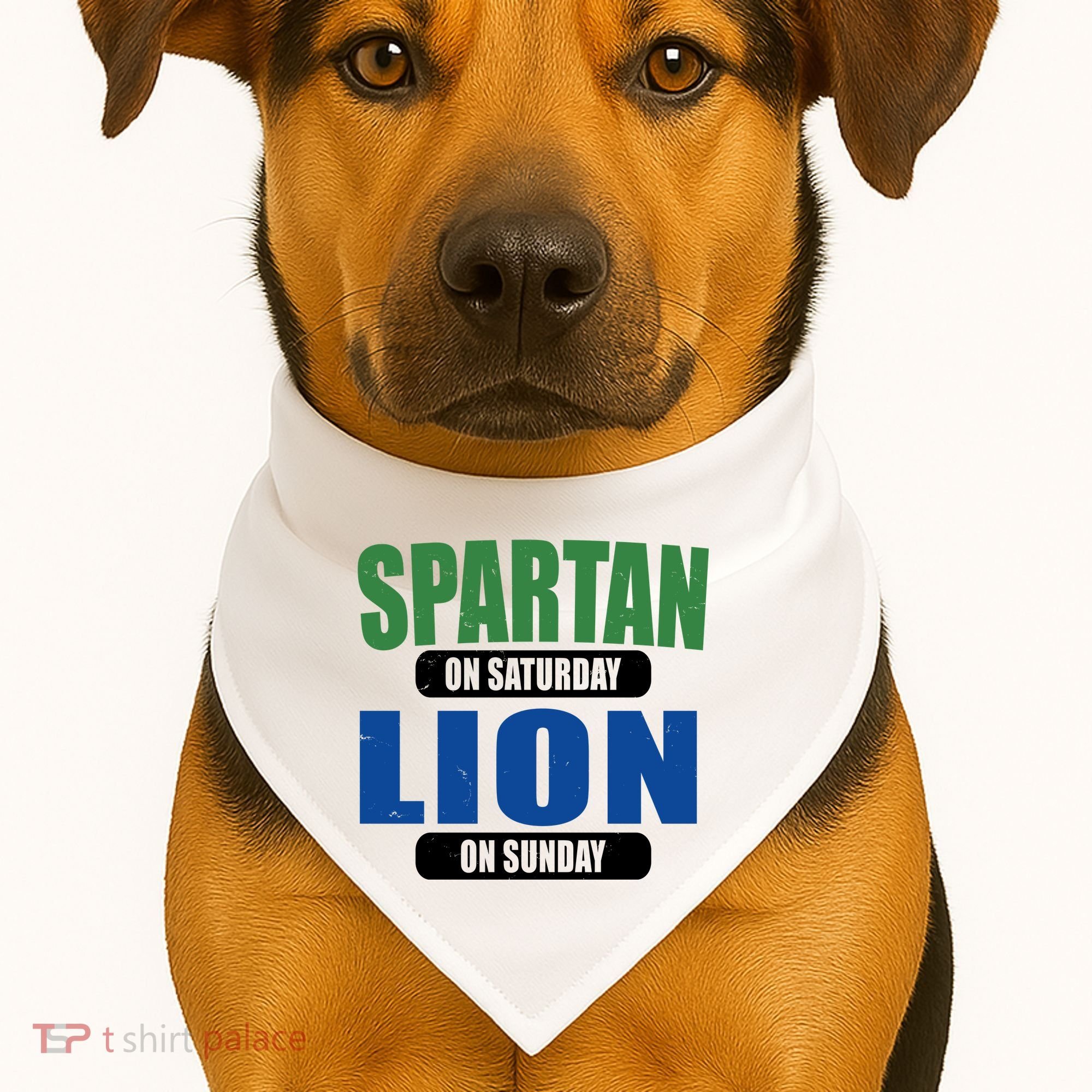 Spartan On Saturday Lion On Sunday USA-Made Doggie Bandana