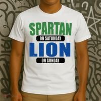 Spartan On Saturday Lion On Sunday T-Shirt thumb 3