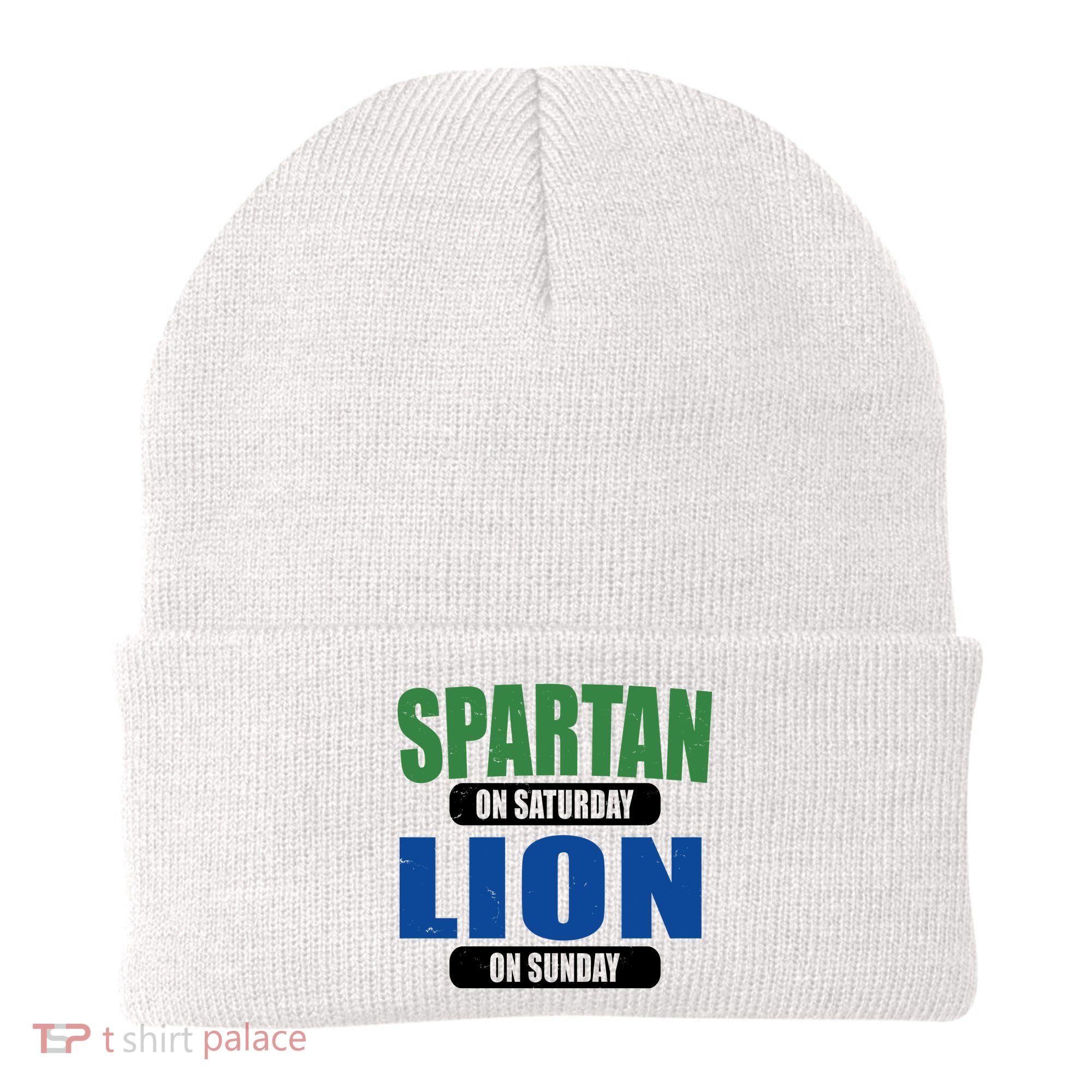 Spartan On Saturday Lion On Sunday Beanie