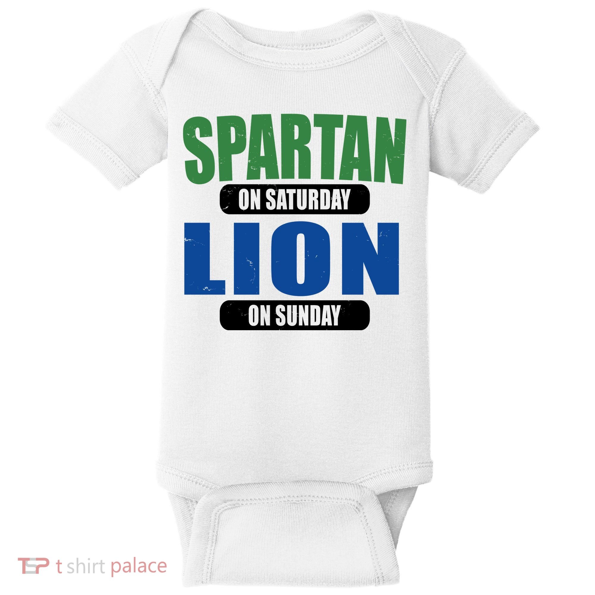 Spartan On Saturday Lion On Sunday Baby Bodysuit