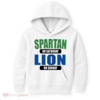 Spartan On Saturday Lion On Sunday Kids Hoodie thumb 0