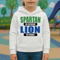 Spartan On Saturday Lion On Sunday Kids Hoodie thumb 3