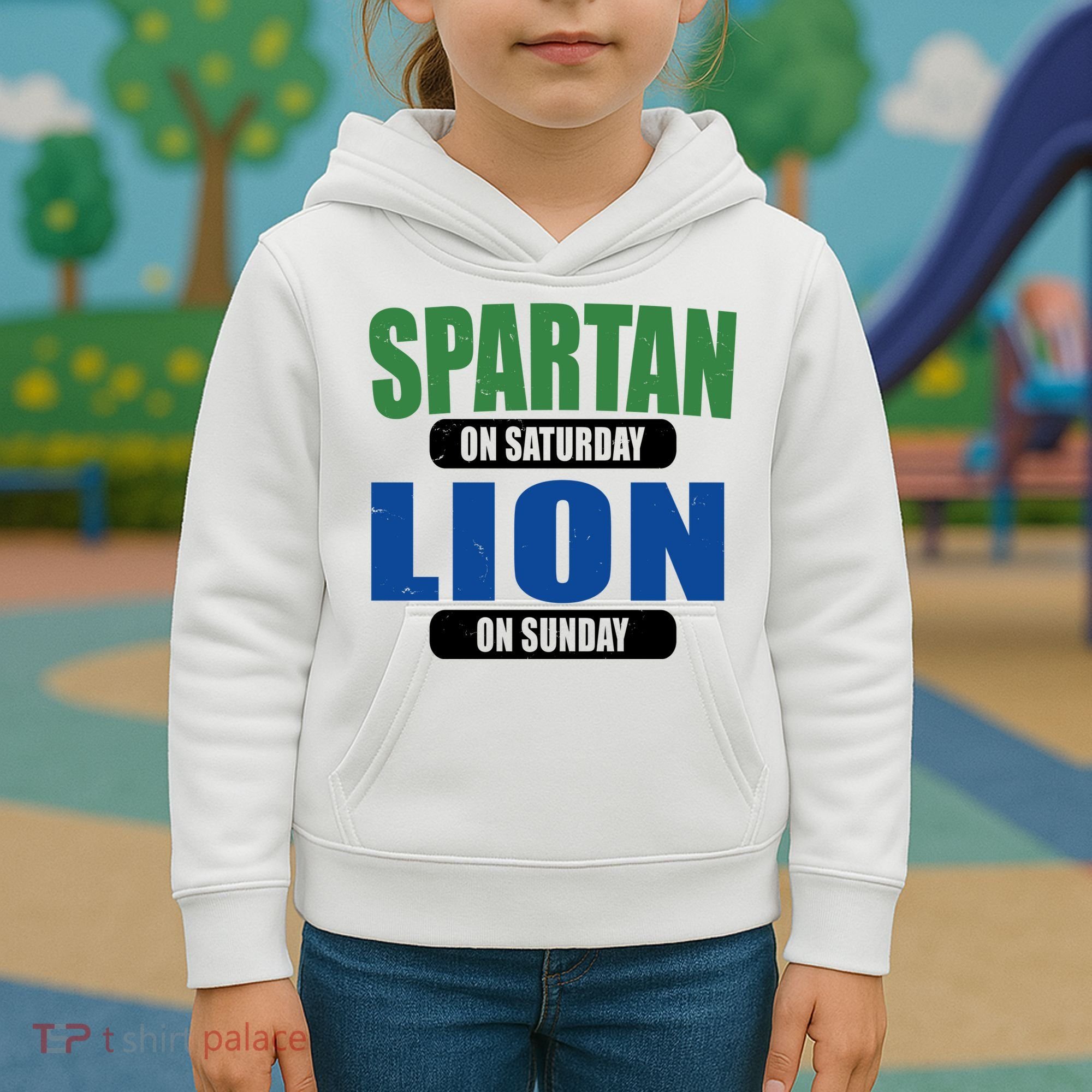 Spartan On Saturday Lion On Sunday Kids Hoodie