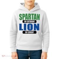 Spartan On Saturday Lion On Sunday Kids Hoodie thumb 4