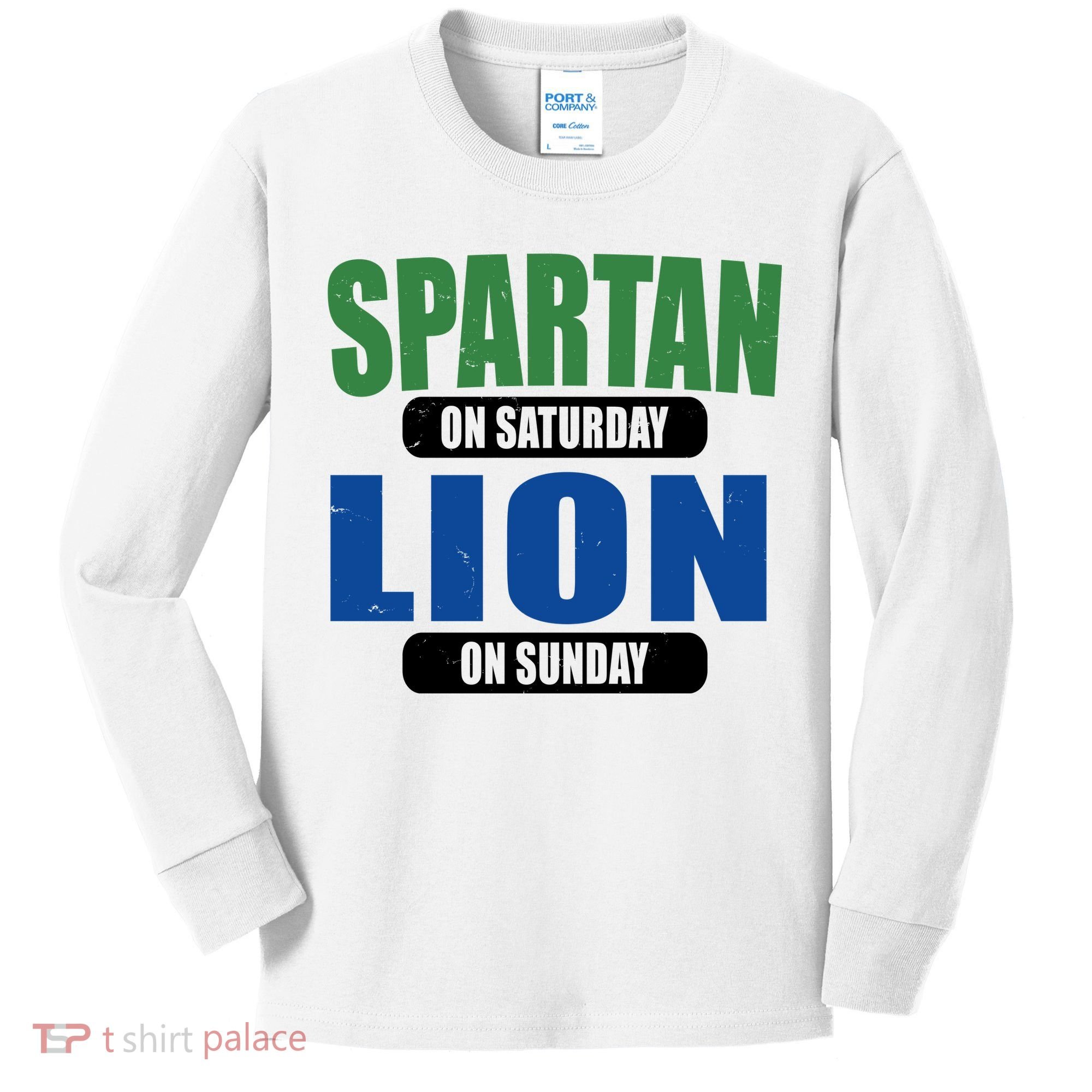 Spartan On Saturday Lion On Sunday Kids Long Sleeve Shirt