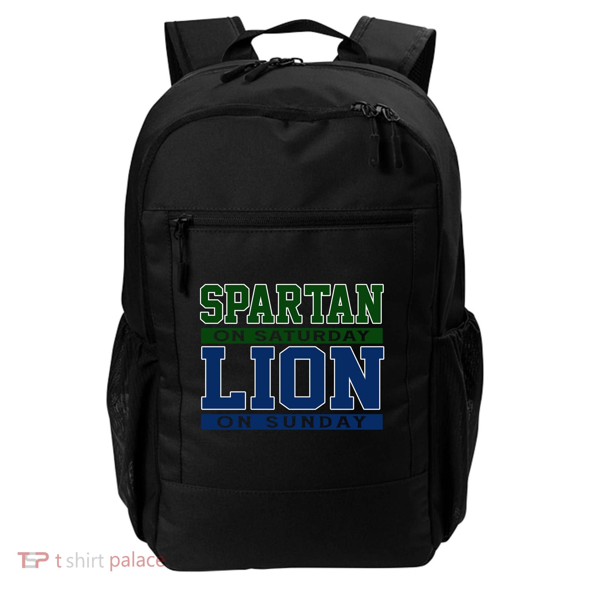Spartan On Saturday Lion On Sunday Funny Detroit Backpack