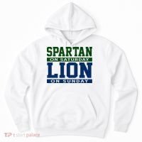 Spartan On Saturday Lion On Sunday Funny Detroit Hoodie thumb 0