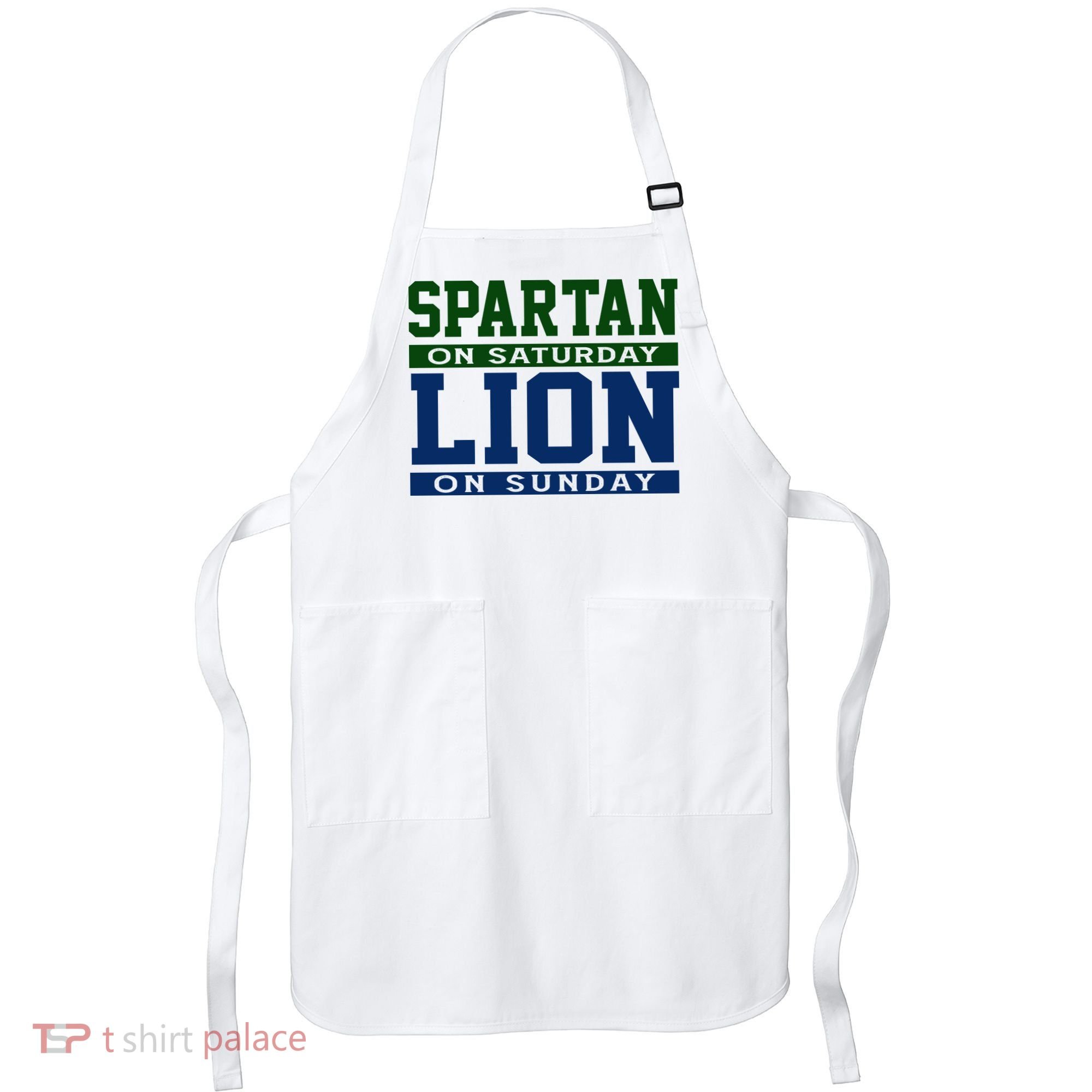 Spartan On Saturday Lion On Sunday Funny Detroit Apron