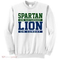 Spartan On Saturday Lion On Sunday Funny Detroit Sweatshirt thumb 0