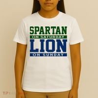 Spartan On Saturday Lion On Sunday Funny Detroit T-Shirt thumb 4