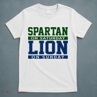 Spartan On Saturday Lion On Sunday Funny Detroit T-Shirt thumb 5