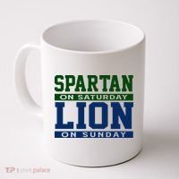 Spartan On Saturday Lion On Sunday Funny Detroit Coffee Mug thumb 0