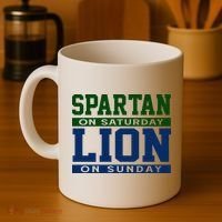 Spartan On Saturday Lion On Sunday Funny Detroit Coffee Mug thumb 4