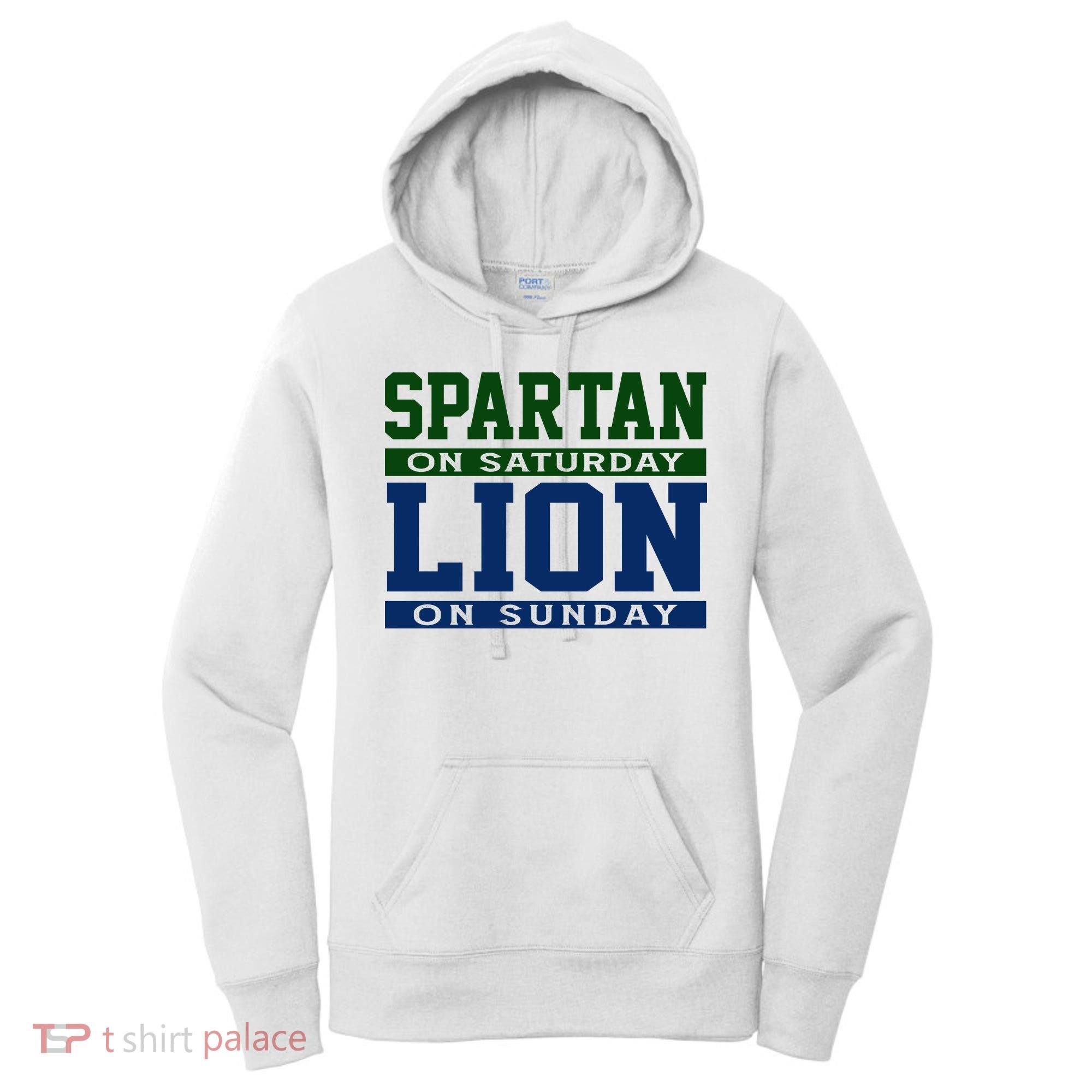 Spartan On Saturday Lion On Sunday Funny Detroit Women's Hoodie