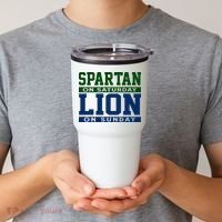 Spartan On Saturday Lion On Sunday Funny Detroit Tumbler thumb 2