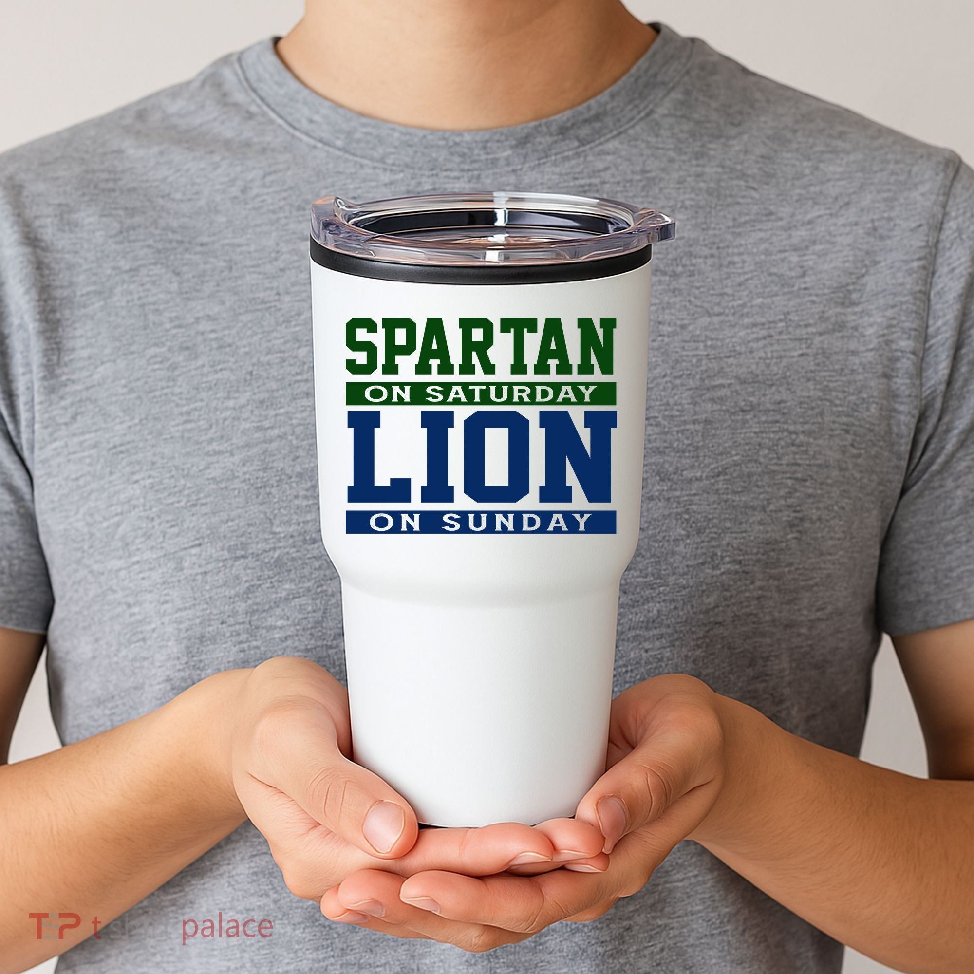 Spartan On Saturday Lion On Sunday Funny Detroit Tumbler