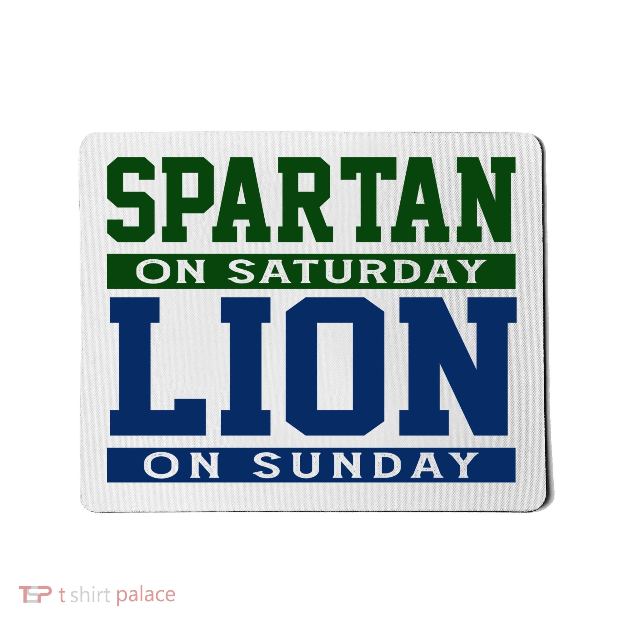 Spartan On Saturday Lion On Sunday Funny Detroit Mousepad