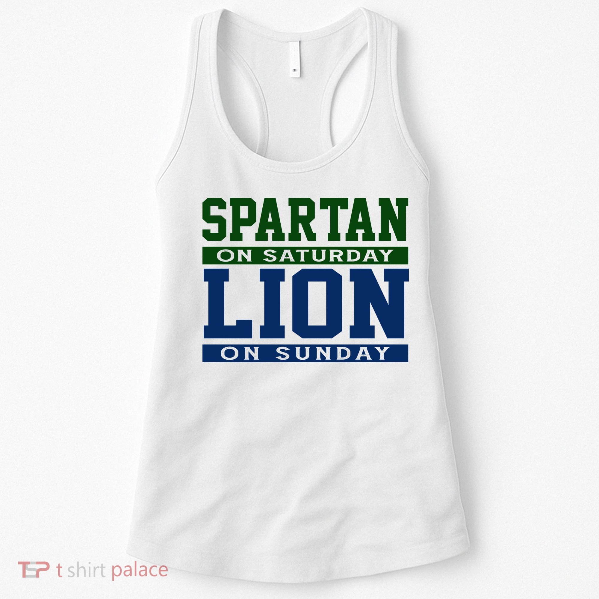 Spartan On Saturday Lion On Sunday Funny Detroit Women's Tank Top