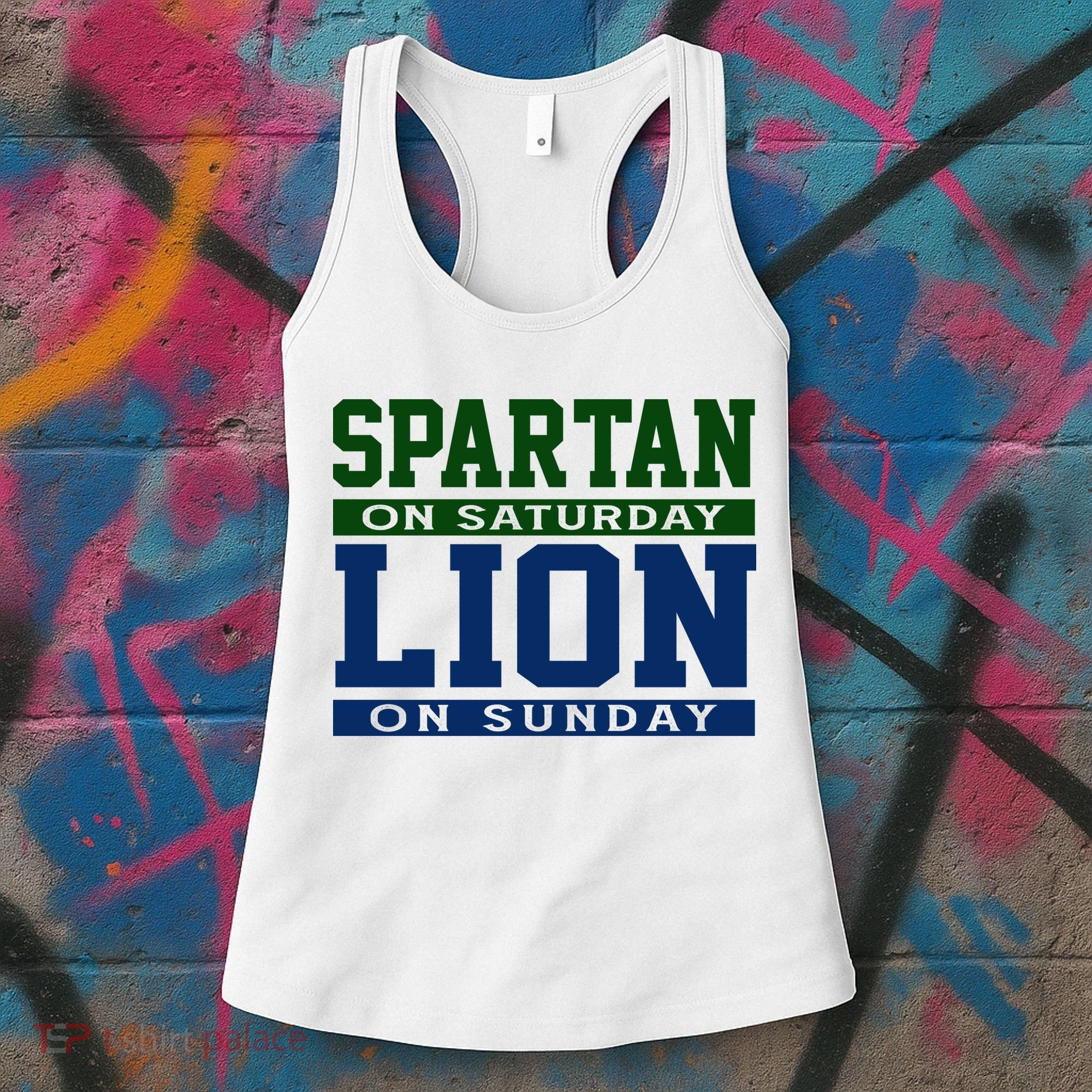 Spartan On Saturday Lion On Sunday Funny Detroit Women's Tank Top