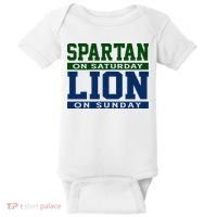 Spartan On Saturday Lion On Sunday Funny Detroit Baby Bodysuit thumb 0