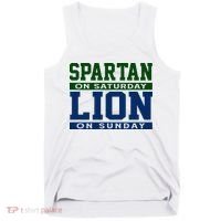 Spartan On Saturday Lion On Sunday Funny Detroit Tank Top thumb 0