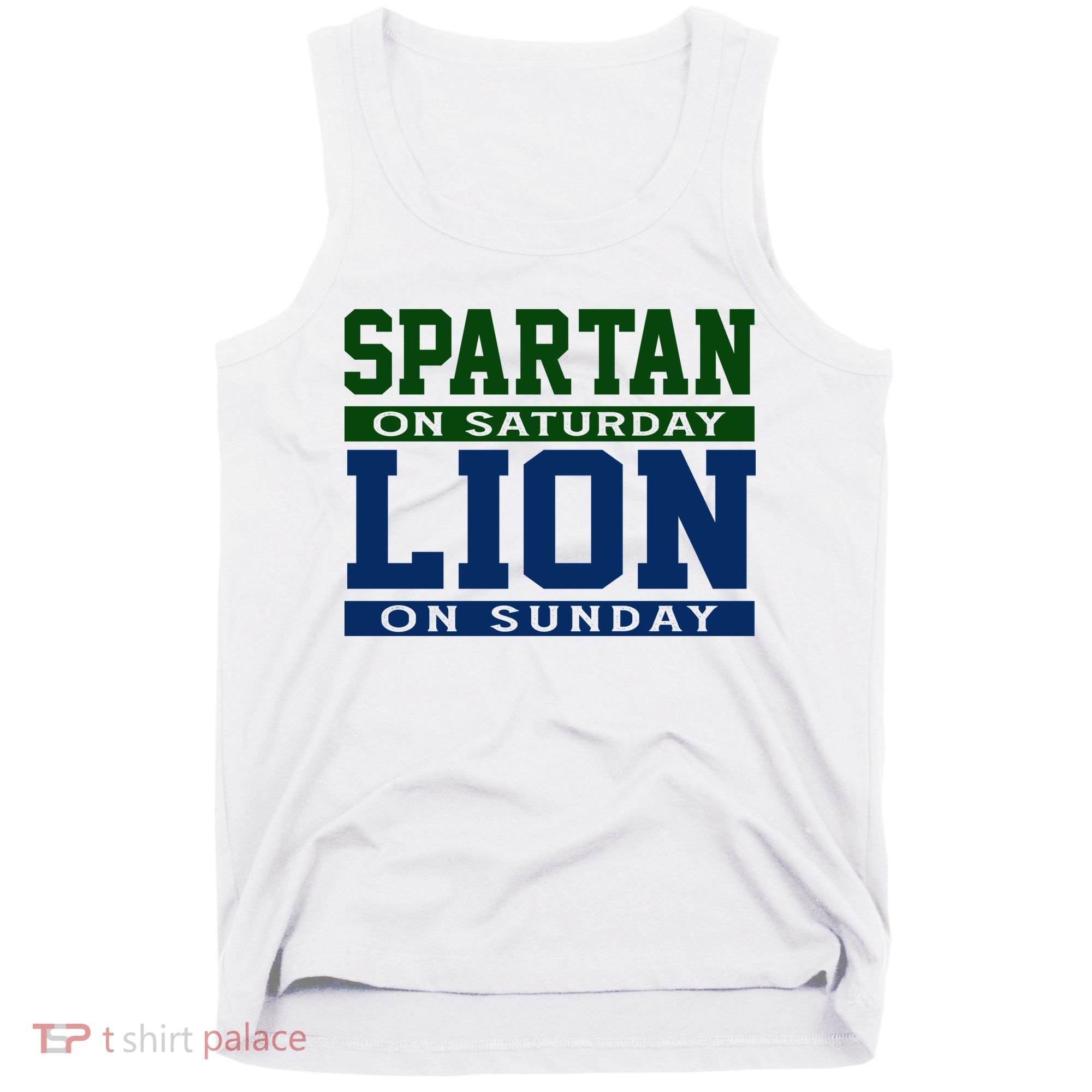 Spartan On Saturday Lion On Sunday Funny Detroit Tank Top