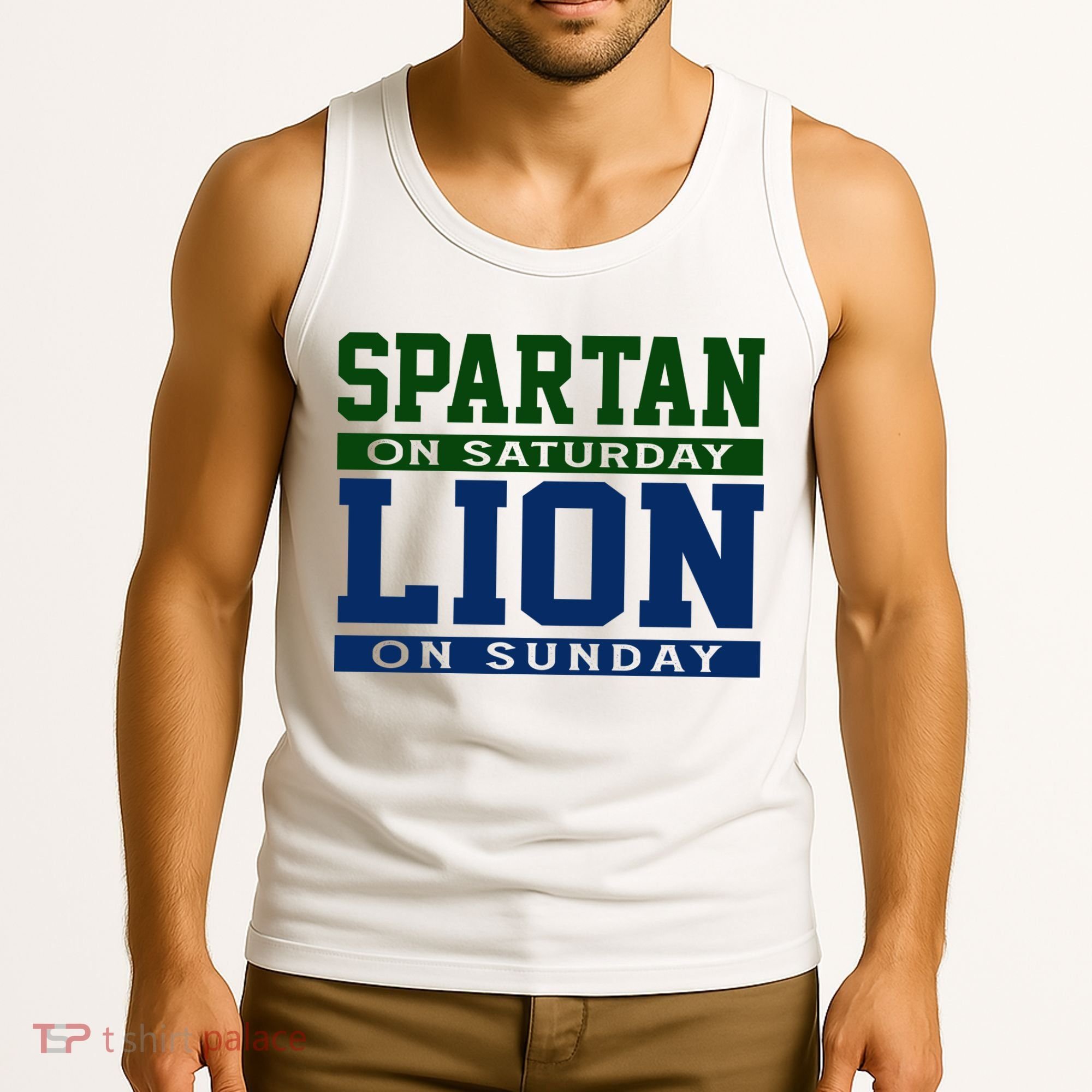 Spartan On Saturday Lion On Sunday Funny Detroit Tank Top
