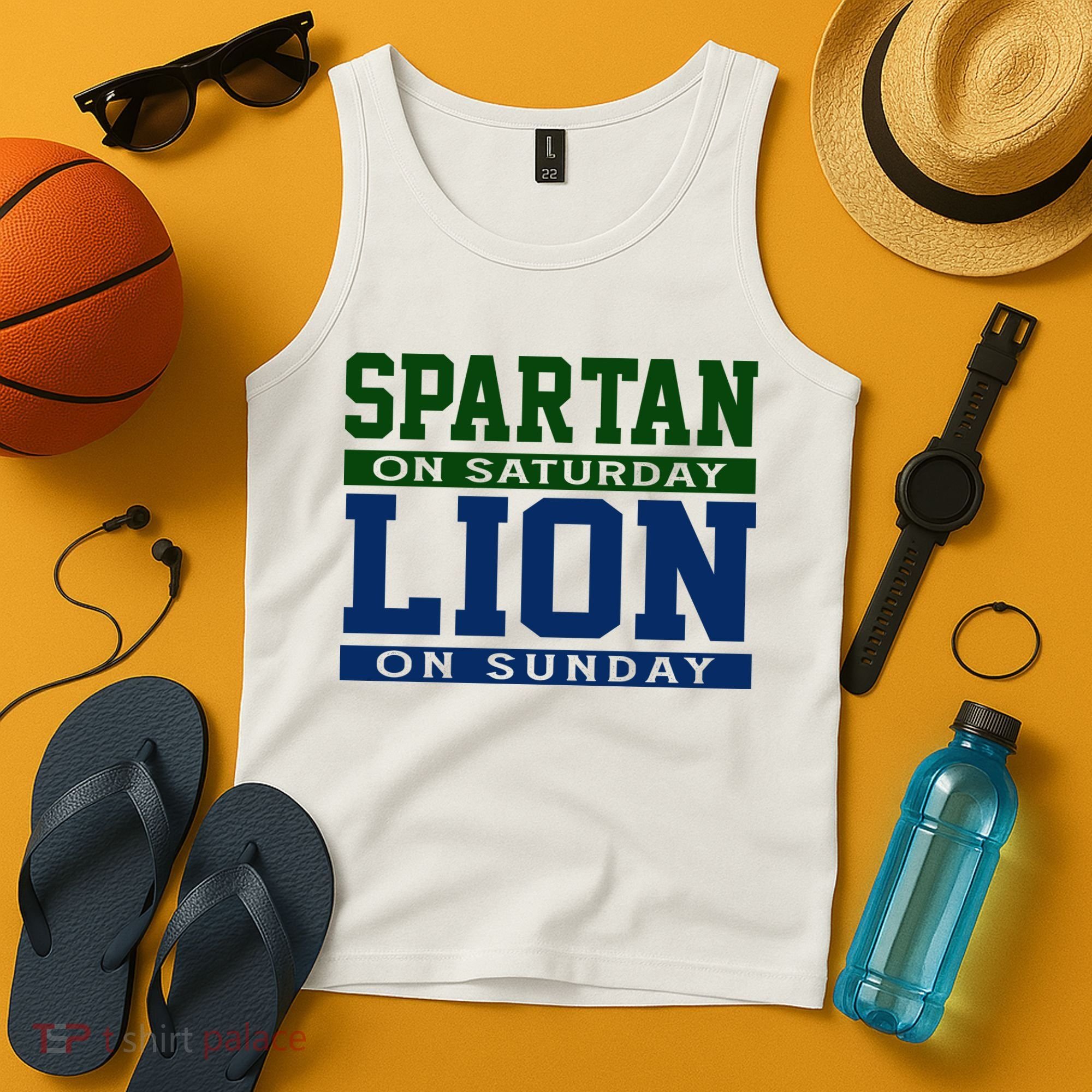 Spartan On Saturday Lion On Sunday Funny Detroit Tank Top