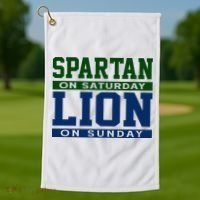 Spartan On Saturday Lion On Sunday Funny Detroit Golf Towel thumb 1
