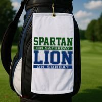 Spartan On Saturday Lion On Sunday Funny Detroit Golf Towel thumb 2