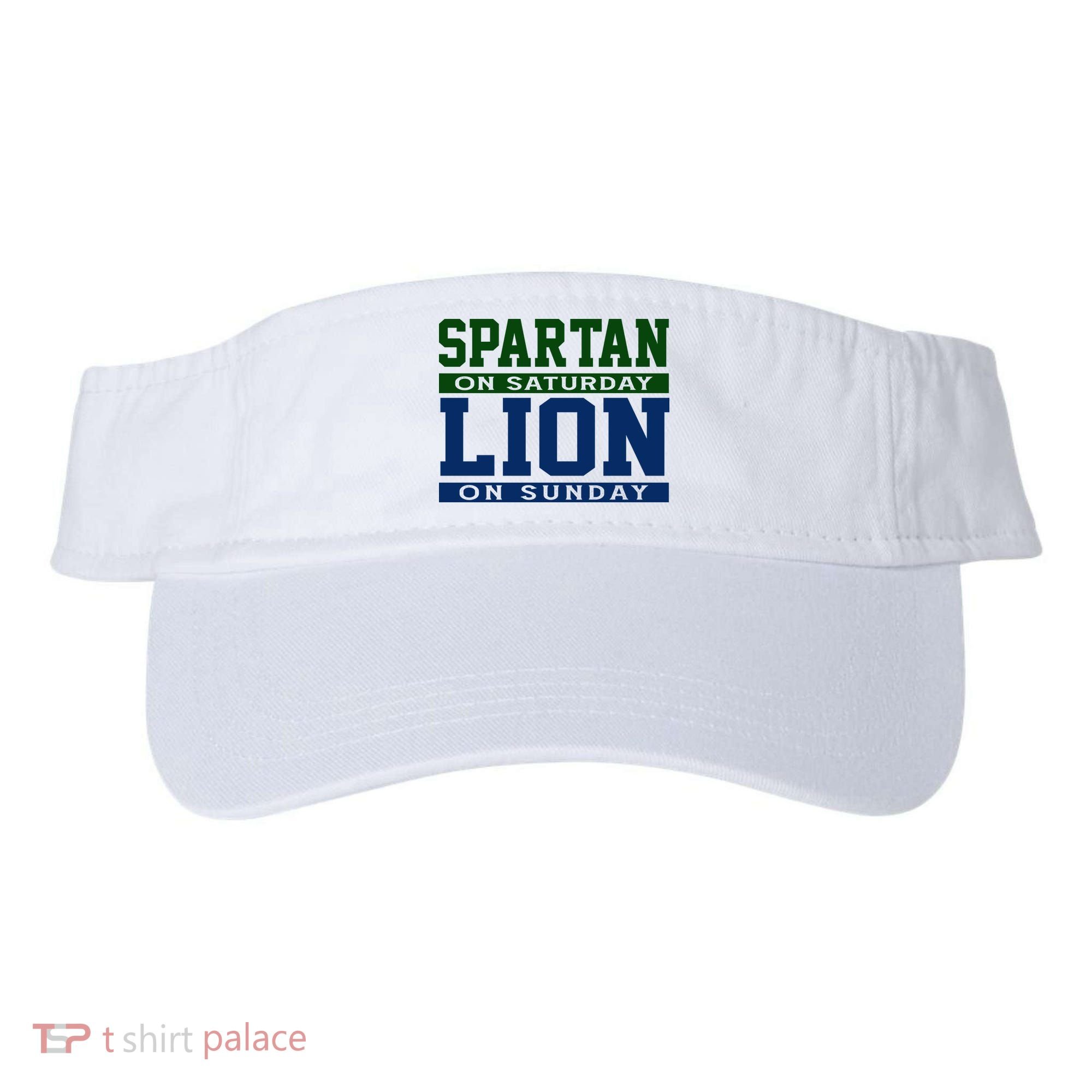 Spartan On Saturday Lion On Sunday Funny Detroit Visor