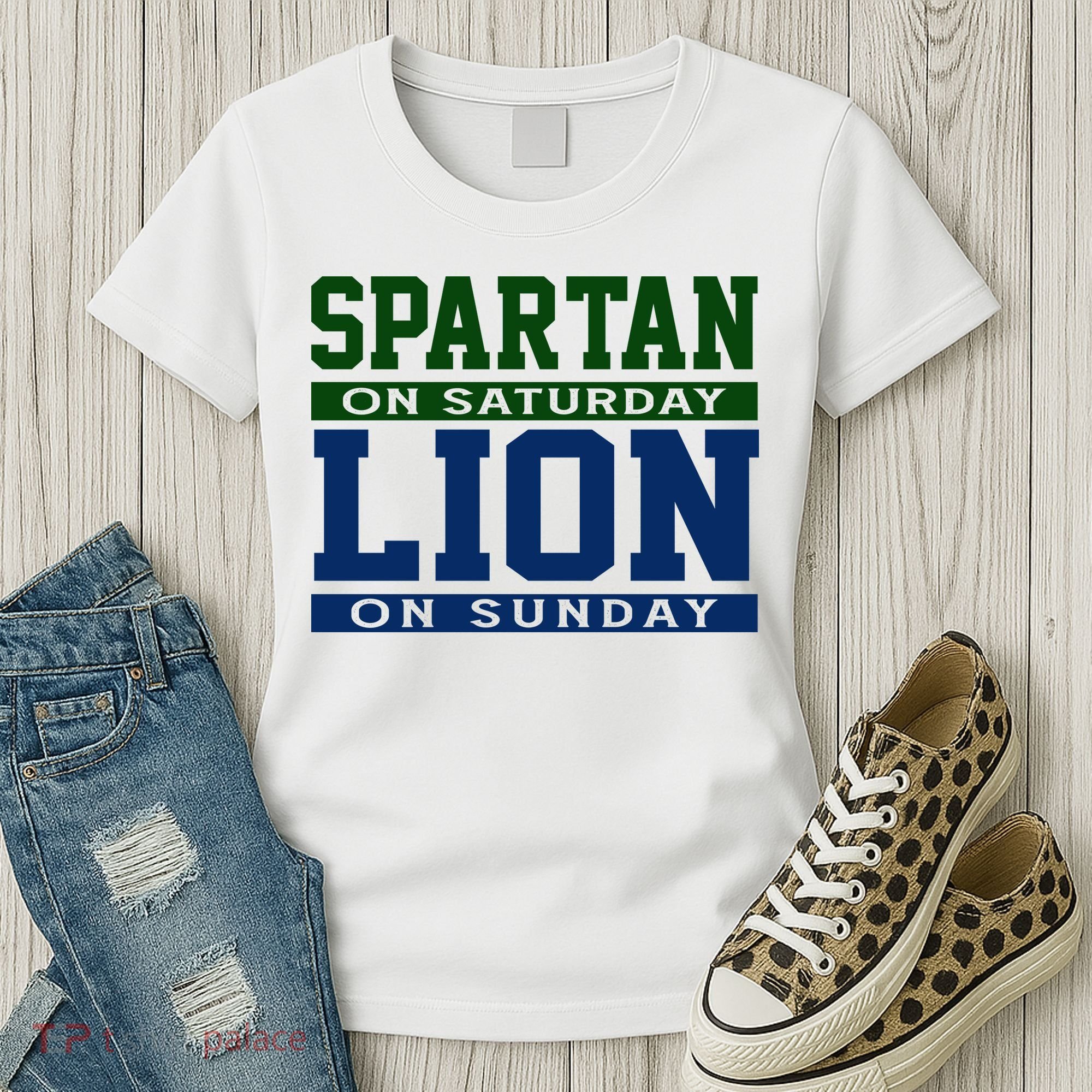 Spartan On Saturday Lion On Sunday Funny Detroit Women's T-Shirt