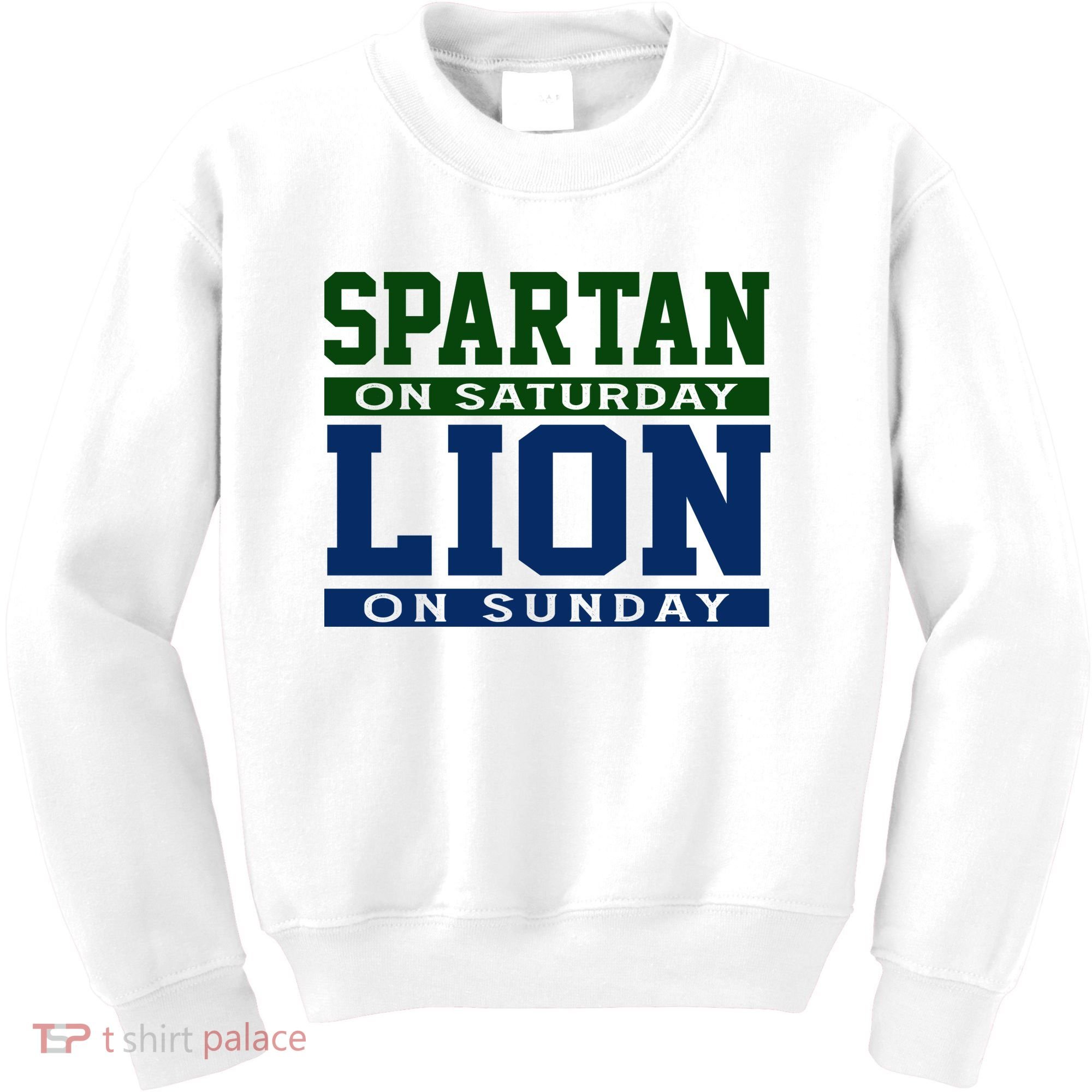 Spartan On Saturday Lion On Sunday Funny Detroit Kids Sweatshirt