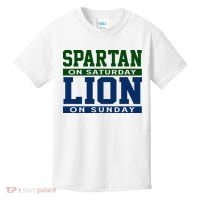 Spartan On Saturday Lion On Sunday Funny Detroit Kids T-Shirt thumb 0
