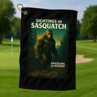 Sightings Of Sasquatch Cryptid Mystery Forest Golf Towel thumb 1