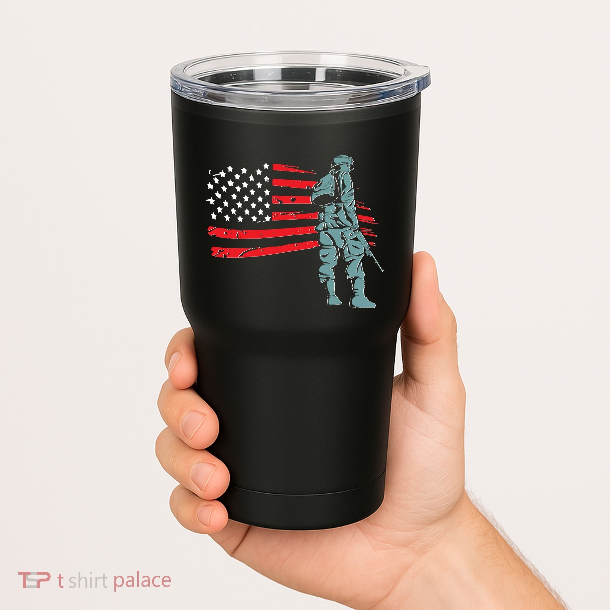 Support Our Soldiers USA American Flag Tumbler