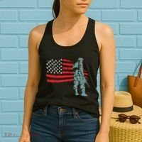 Support Our Soldiers USA American Flag Women's Tank Top thumb 2
