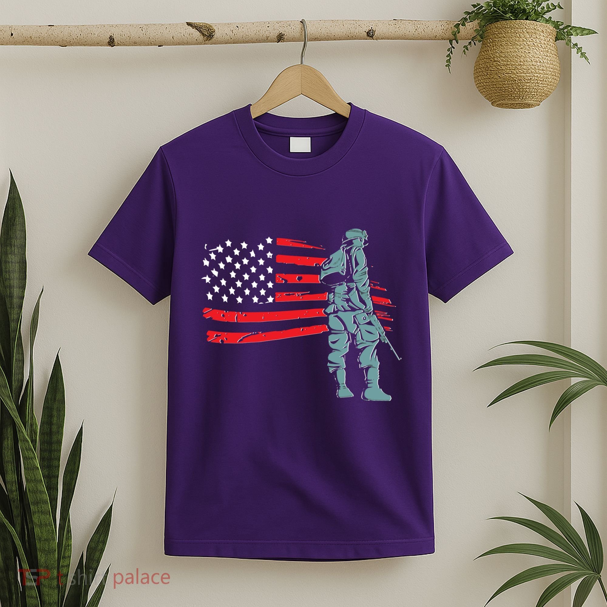Support Our Soldiers USA American Flag T-Shirt