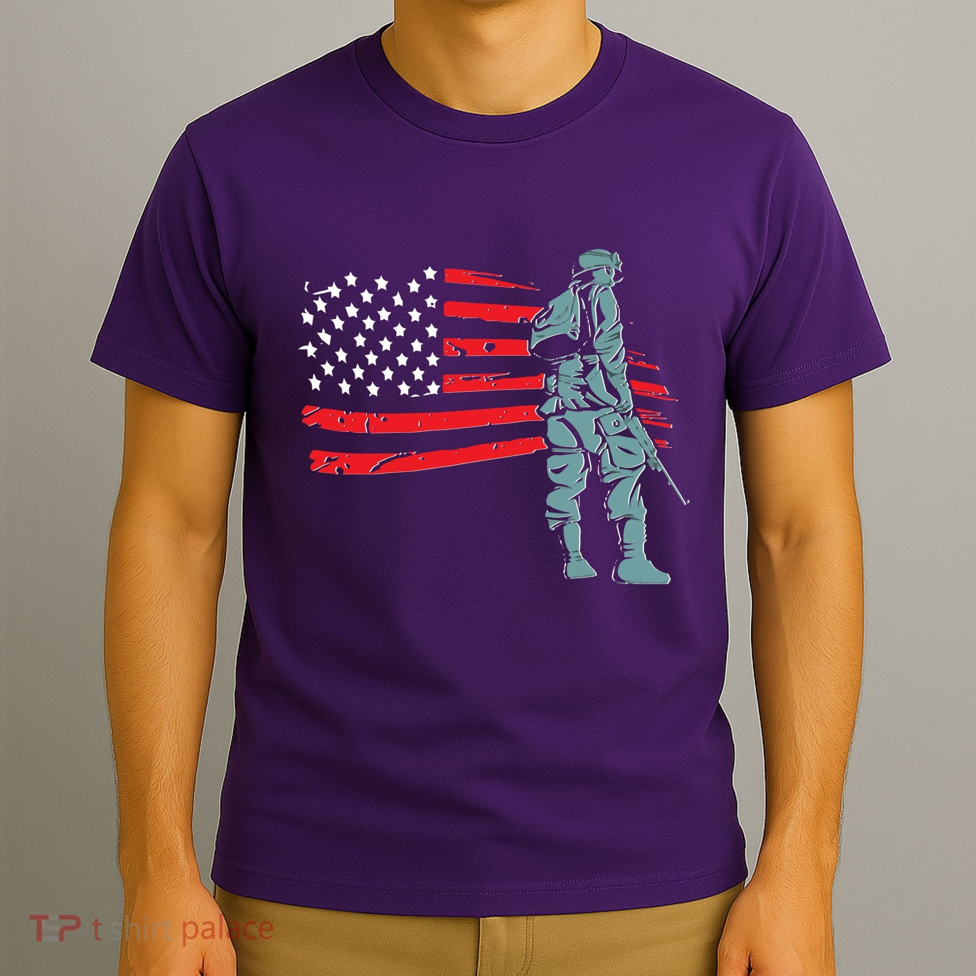 Support Our Soldiers USA American Flag T-Shirt
