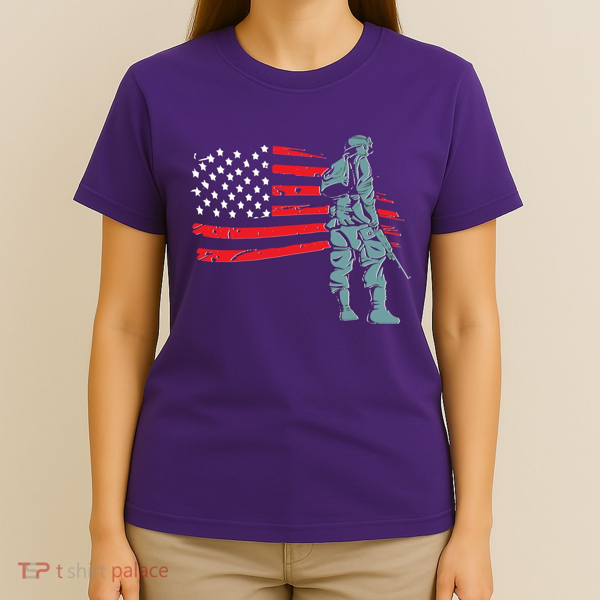 Support Our Soldiers USA American Flag T-Shirt