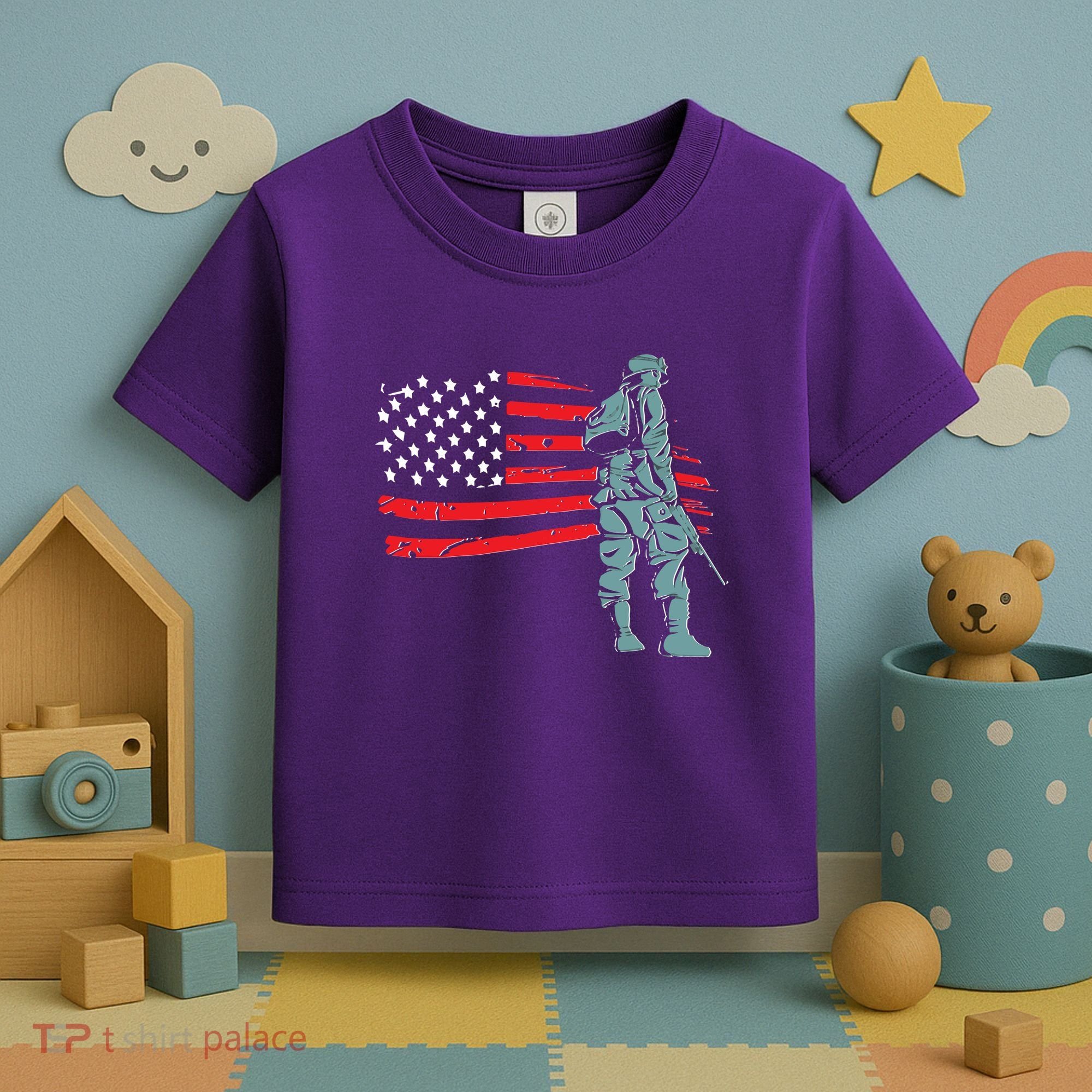 Support Our Soldiers USA American Flag Toddler T-Shirt